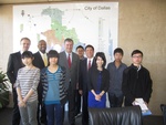 Mayor of Dallas Mike Rawlings welcomes principal and students from China March 2012